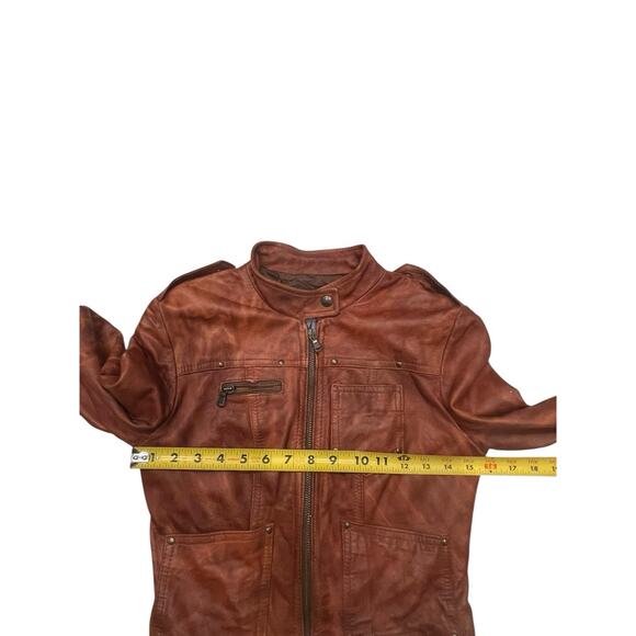 M&R MODA IN PELLE FIRENZE Leather Jacket SZ 42 Brown Made Italy - Picture 8 of 11